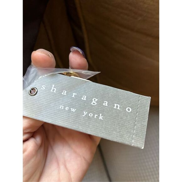 Sharagano Women's Short Sleeve Shirt Dress with Front Pockets. Brown. Size 12 - Picture 12 of 14